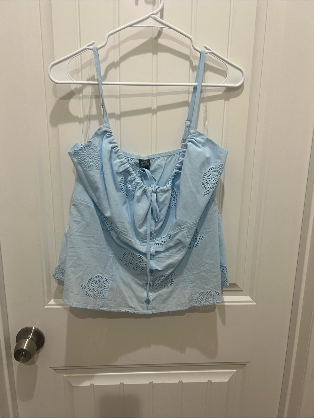 wild fable Light Blue Eyelet Tie-Back Spaghetti Strap Camisole